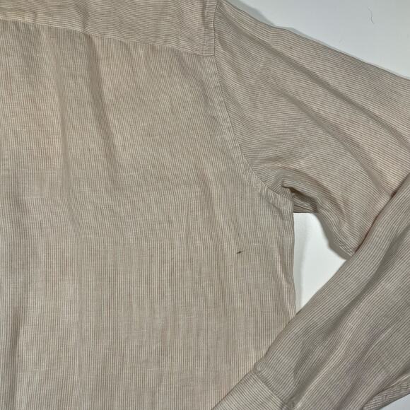 UNTUCKit Hudelot Slim Fit 100% Linen Button-Down Shirt L Orange Microstripe - Picture 8 of 10